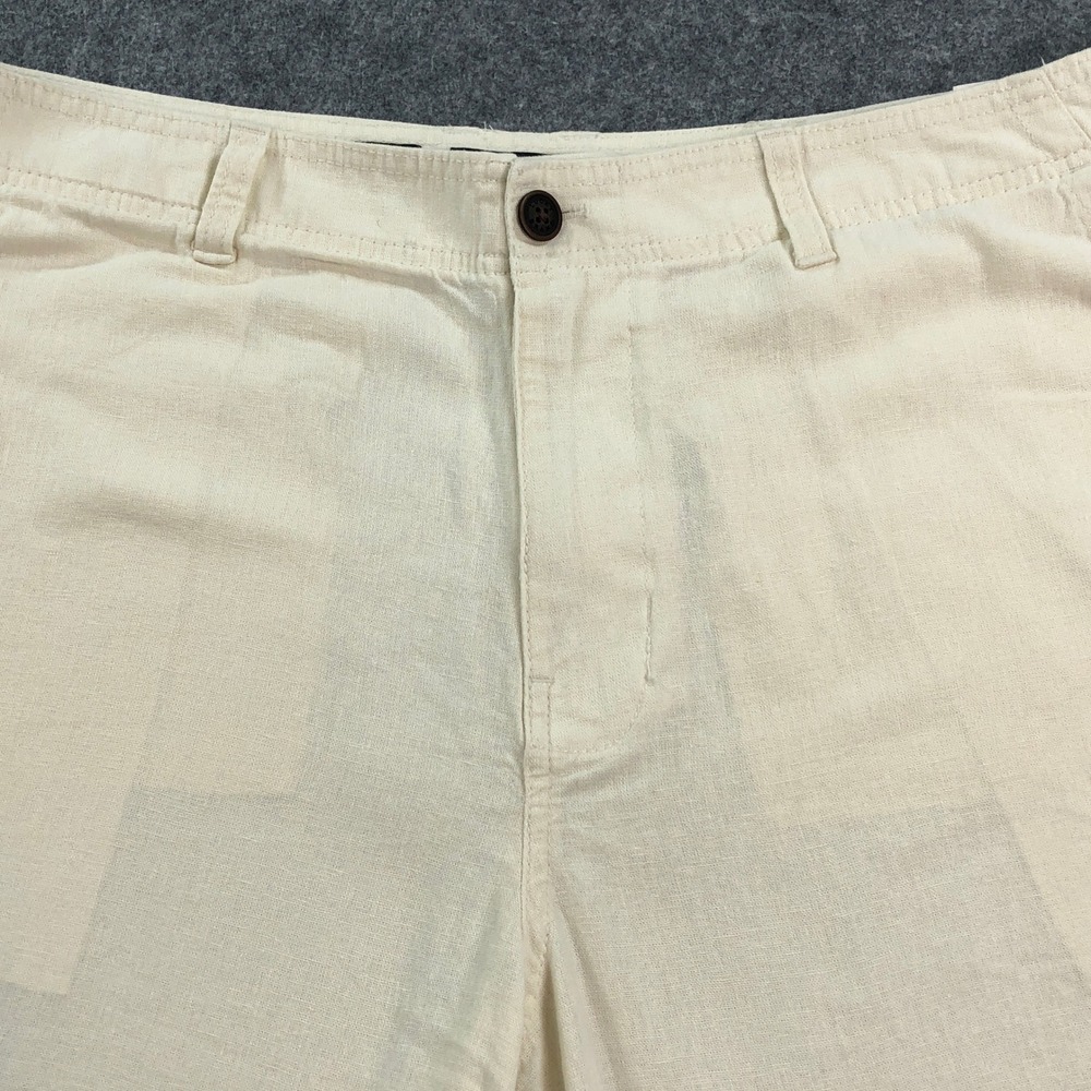 Lucky Brand Mens Shorts 36 Linen Blend Cream Ivory Flat Front High Rise - Picture 4 of 13